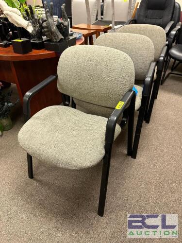 (3) OFF WHITE UPHOLSTERED OFFICE ARM CHAIRS