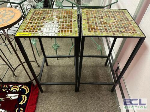 (2) MOSAIC GLASS 12" X 12" ACCENT END TABLES.