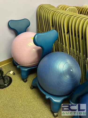 (2) YOGA BALLS W/ HOLDERS