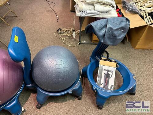 (2) YOGA BALLS W/ HOLDERS