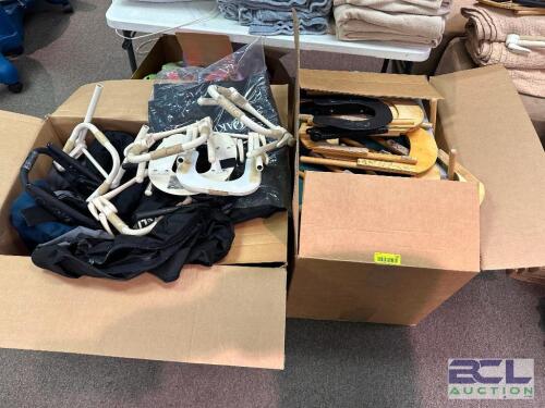 (2) BOXES OF THERAPY BED HARDWARE, HEAD RESTS, AND MISC.
