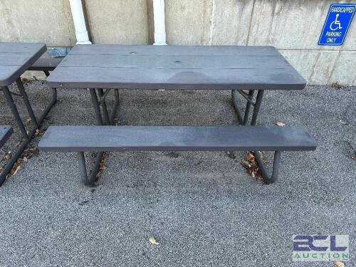 LIFETIME OUTDOOR GREY PLASTIC PICNIC TABLES