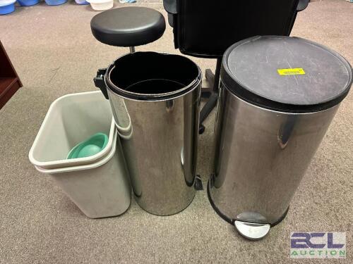 (5) ASSORTED METAL AND PLASTIC OFFICE WASTE CANS.