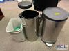 (5) ASSORTED METAL AND PLASTIC OFFICE WASTE CANS.