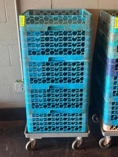 (4) - GLASSWARE RACKS WITH ROLLING BASE