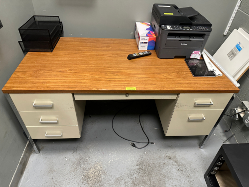 60" METAL AND LAMINATE WOOD TOP OFFICE DESK