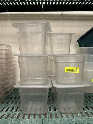 (11) 1/6 SIZE PLASTIC INSERTS W/ LIDS
