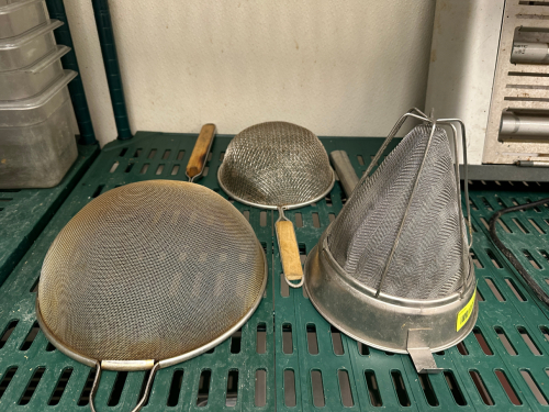(1) CHINA CAP AND (2) MESH SCOOPS.