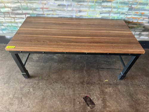 40" X 24" WOOD COFFEE TABLE W/ METAL LEGS