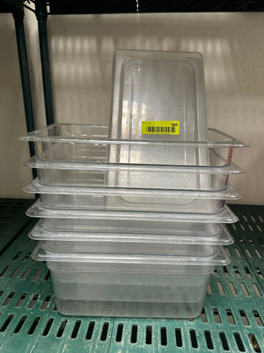 (6) 1/3 SIZE PLASTIC INSERTS W/ LIDS