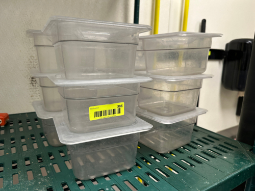 (12) 1/6 SIZE PLASTIC INSERTS W/ LIDS