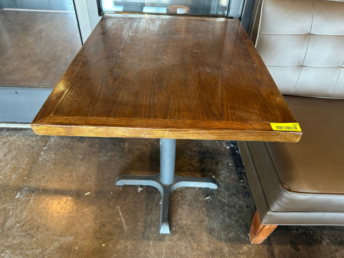30" X 24" HARDWOOD TABLE W/ BASE.