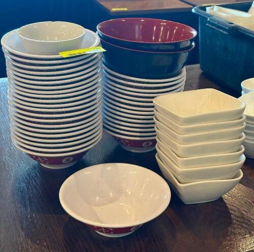 LARGE ASSORTMENT OF RAMEN BOWLS AND SMALL SERVING DISHES