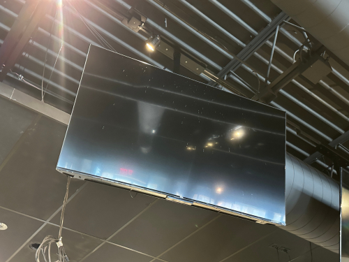 TVS ROKU 55" SMART TV WITH CEILING MOUNT.