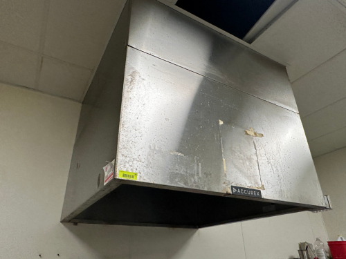 ACCUREX 48" STAINLESS CONDENSATION HOOD SYSTEM W/ EXHAUST FAN.
