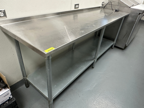 7' X 30" STAINLESS TABLE W/ 2" BACK SPLASH