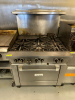 US RANGE SIX BURNER RANGE W/ LOWER STANDARD OVEN.