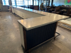 40' X 7' L SHAPED MELAMINE TOP BAR W/ 2" METAL FOOT RAIL. - 5
