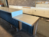 40' X 7' L SHAPED MELAMINE TOP BAR W/ 2" METAL FOOT RAIL. - 12