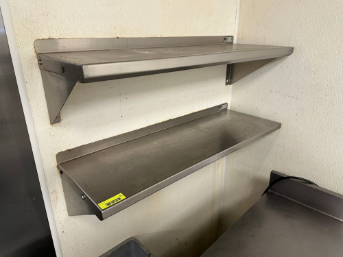 (2) JOHN BOOS 36" X 12" STAINLESS WALL SHELVES