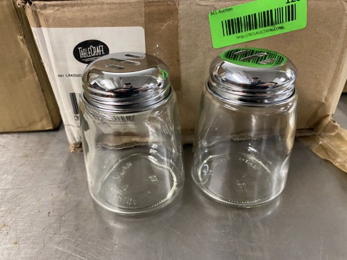 (12) TABLE CRAFT GLASS PEPPER AND CHEESE SHAKERS