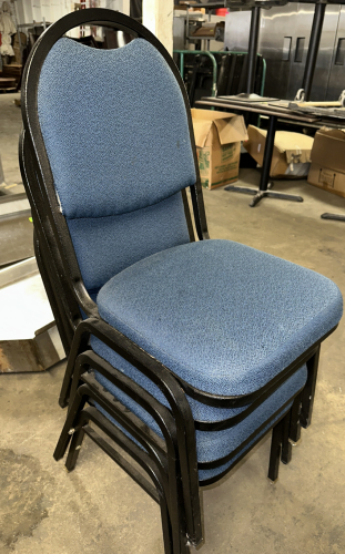 (10) BLUE UPHOLSTERED STACK CHAIRS.