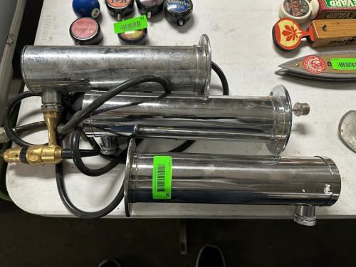 (3) STAINLESS TAP TOWERS.
