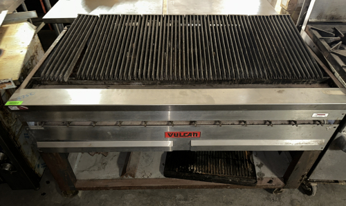 VULCAN TWELVE BURNER GAS CHARBROILER W/ STAND.
