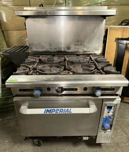 IMPERIAL SIX BURNER RANGE W/ STANDARD LOWER OVEN.