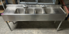 84" FOUR WELL STAINLESS BAR SINK W/ LEFT AND RIGHT DRY BOARDS.
