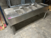 84" FOUR WELL STAINLESS BAR SINK W/ LEFT AND RIGHT DRY BOARDS. - 2