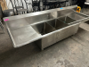 8' THREE WELL STAINLESS POT SINK W/ LEFT AND RIGHT DRY BOARDS. - 2