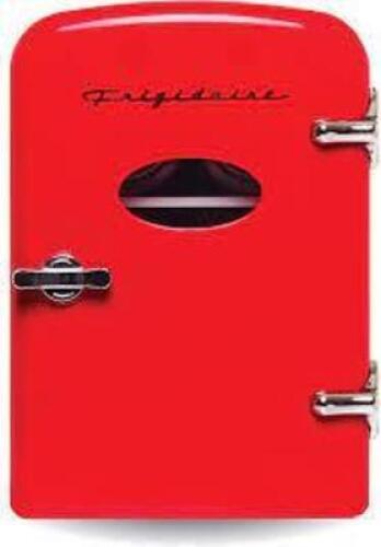 DESCRIPTION: (1) PORTABLE RETRO MINI PERSONAL BEVERAGE REFRIGERATOR BRAND/MODEL: FRIGIDAIRE #EFMIS129-RED INFORMATION: RED RETAIL$: $55.99 EA SIZE: 6
