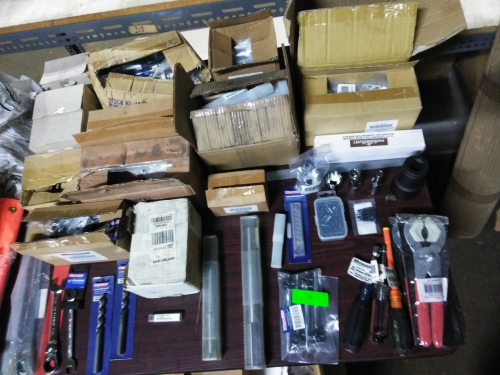 (1) TABLE OF MISC NUTS AND BOLTS AND HAND TOOLS