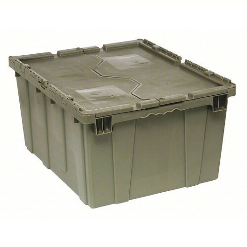(2) EMPTY STACKING TOTE WITH ATTACHED LID
