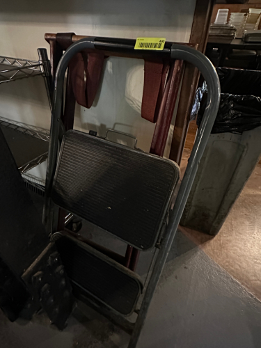TWO STEP FOLDING LADDER.