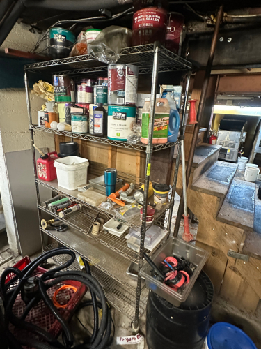 60" X 18" WIRE SHELF WITH CONTENTS.