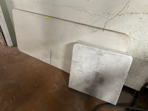 (2) ASSORTED FOLDING TABLES.