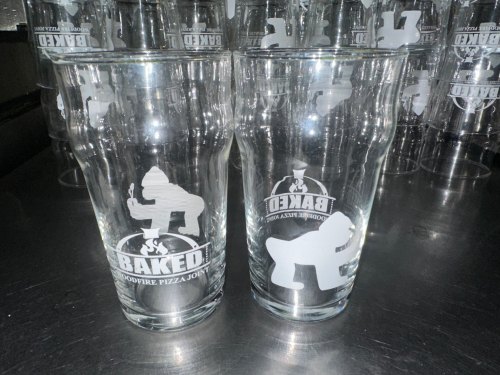 (24) FERGUSON LOGO 'ED MIXING GLASSES.