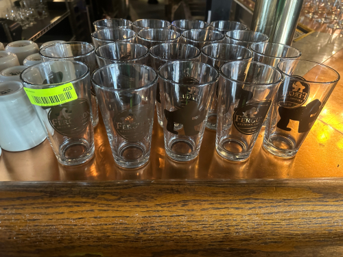 (18) FERGUSON LOGO 16 OZ MIXING GLASSES.