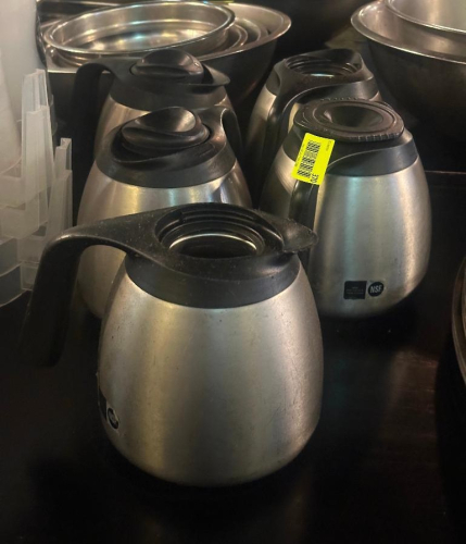 (5) STAINLESS COFFEE DECANTERS