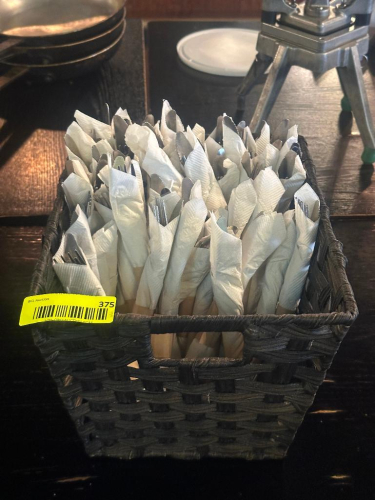 SILVERWARE RACK W/ CONTENTS