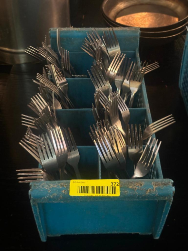 SILVERWARE RACK W/ CONTENTS
