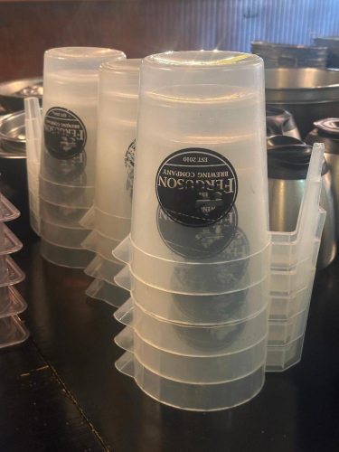 (15) PLASTIC LOGO BEER PITCHERS.