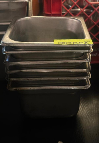 (5) 1/6TH SIZE STAINLESS INSERTS