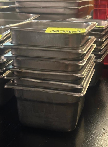 (5) 1/6TH SIZE STAINLESS INSERTS
