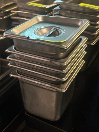 (6) 1/6TH SIZE STAINLESS INSERTS