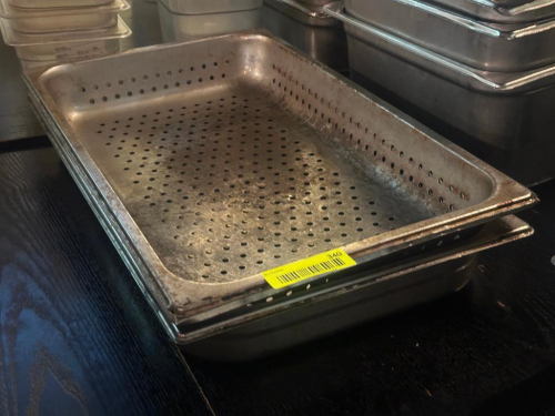 (3) FULL SIZE SLOTTED STAINLESS INSERTS 2" DEEP