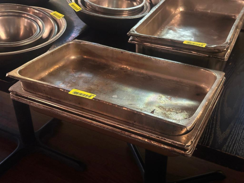 (4) FULL SIZE STAINLESS INSERTS 2" DEEP