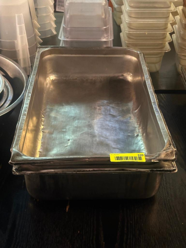 (2) FULL SIZE STAINLESS INSERTS 4" DEEP